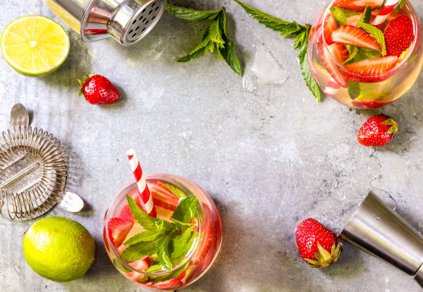 istock fresh lemonade with strawberries , lime and mint on a wooden background 966506976