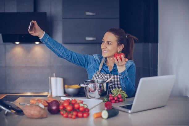 istock Woman making selfie in the kitchen 966507046
