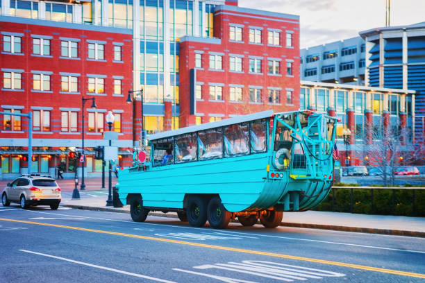 Duck vehicle in downtown Boston, MA, the United States.