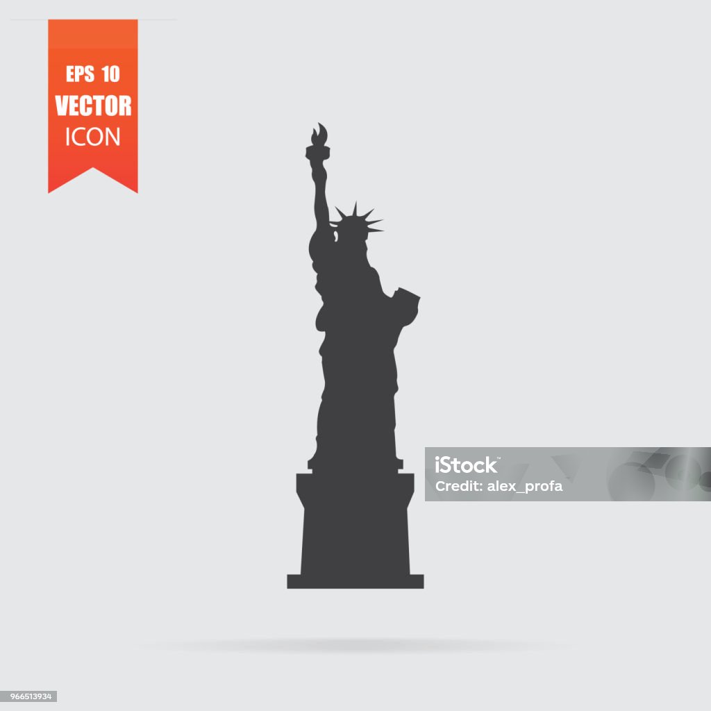 Statue of Liberty icon in flat style isolated on grey background. Statue of Liberty icon in flat style isolated on grey background. For your design, logo. Vector illustration. Statue stock vector