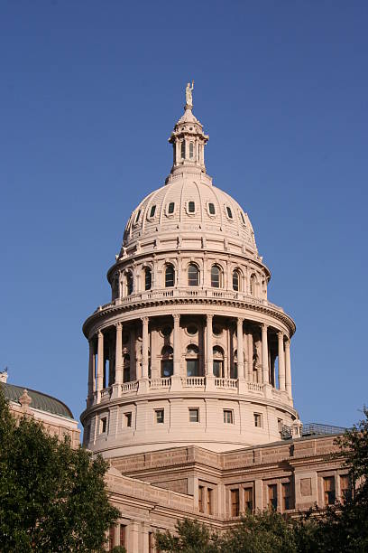 budynek kapitolu stanowego w centrum austin, teksas - texas state flag texas dome austin texas zdjęcia i obrazy z banku zdjęć