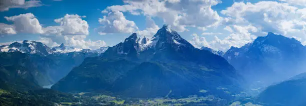 Multipixel panorama with the watzmann ,taken from the kneifelspitze , a mountain in the berchtesgaden land