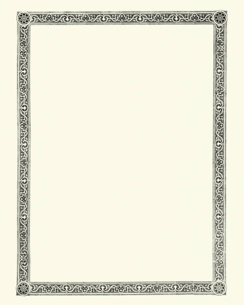 Ornate victorian style border design element Vintage engraving of a Ornate victorian style border design element victorian frame border stock illustrations