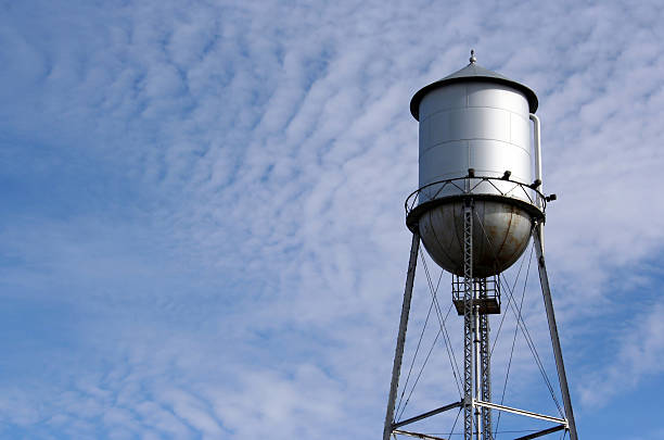 metal water tower stock photo