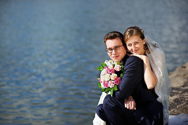 istock Bride and groom on wedding walk 96652664