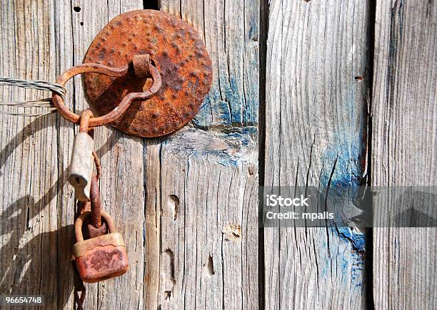 Old Rusty Wooden Door With Padlock Stock Photo - Download Image Now - Abstract, Ancient, Antique