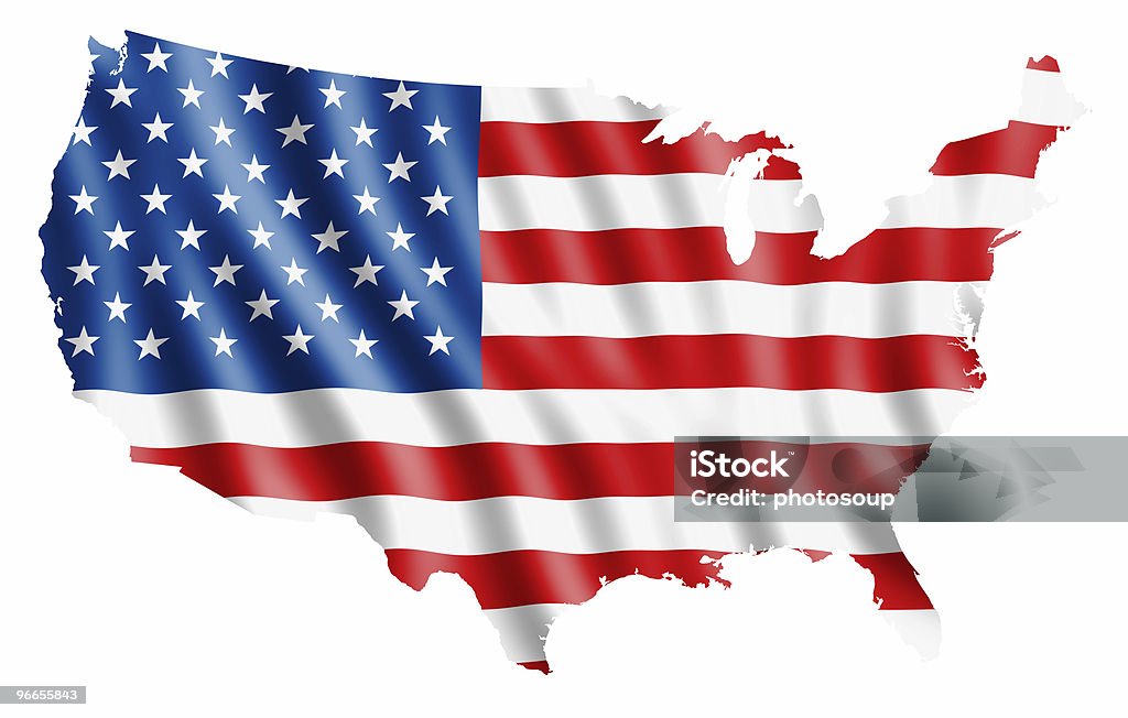 Mapa dos EUA com Bandeira - Royalty-free EUA Foto de stock