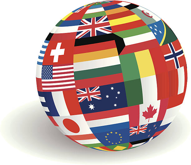 Globe of world flags Global flags in vector format. EPS and Hi-res JPG included. latin american flags stock illustrations