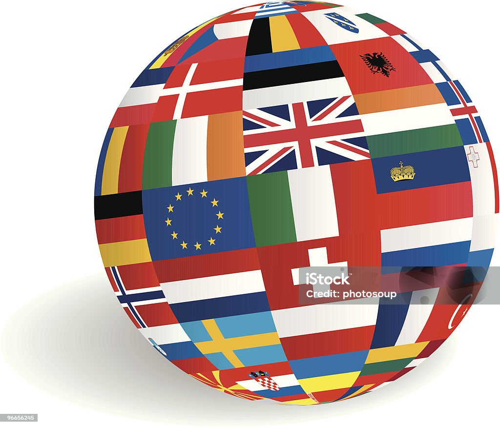 Globe de drapeaux des pays européens - clipart vectoriel de Globe terrestre libre de droits