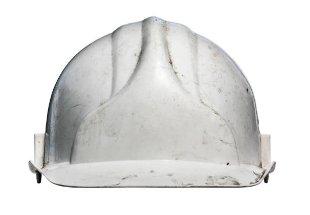 odosobniony grungy hardhat - white hardhat zdjęcia i obrazy z banku zdjęć