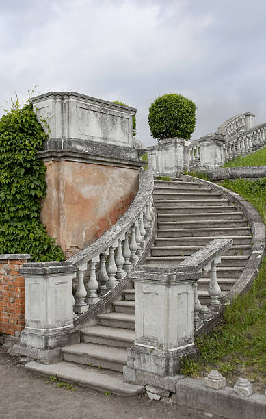 Stairs in the Petergof Park, St. Petersburg, Russia stock photo