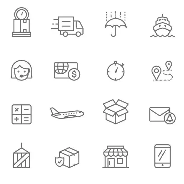 Vector illustration of Logistics Line Icons - Illustration