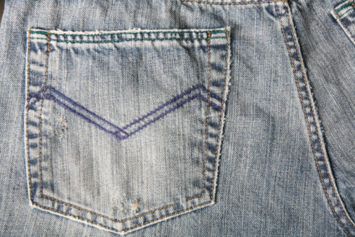 Close up of jeans.