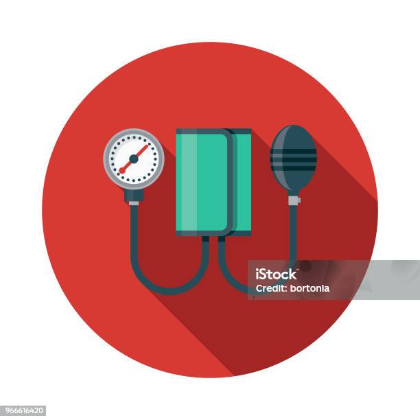 Blood Pressure Cuff Flat Design Emergency Services Icon Stock Illustration - Download Image Now