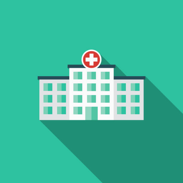 ikon layanan darurat desain datar rumah sakit - hospital building ilustrasi stok