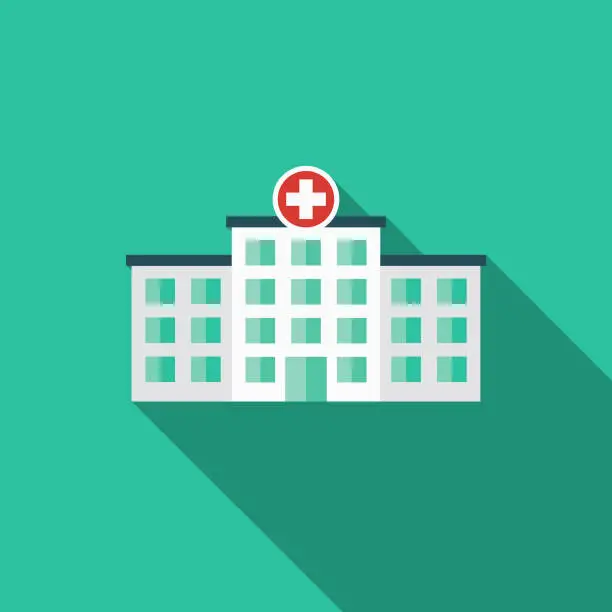 Vector illustration of Hospital Flat Design Emergency Services Icon