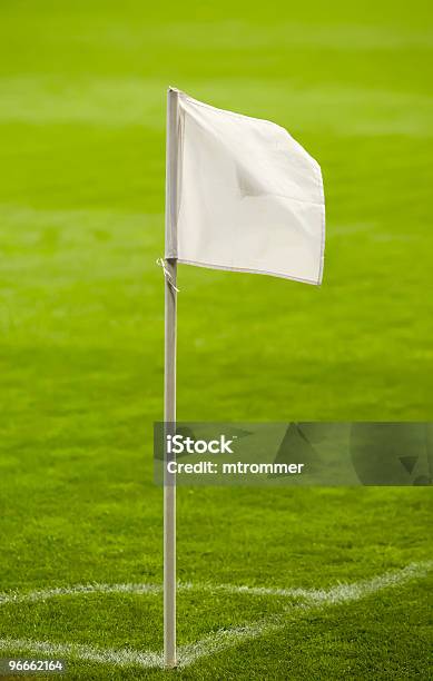 Foto de Campo De Futebol e mais fotos de stock de Bandeira - Bandeira, Bola de Futebol, Branco