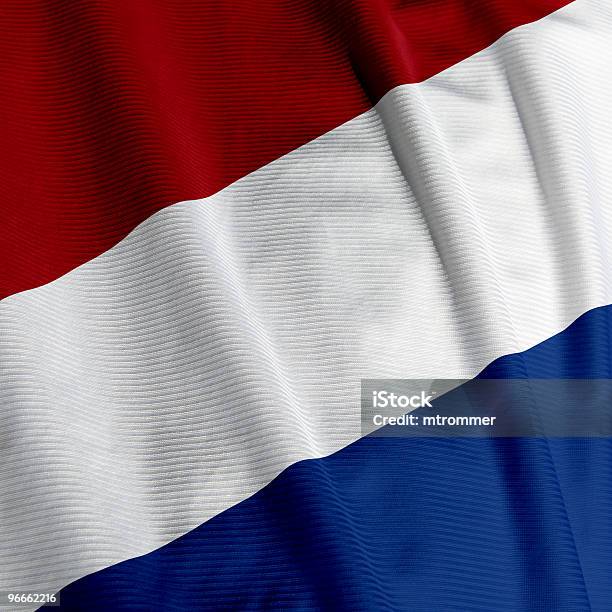 Primer Plano De Bandera Holandesa Foto de stock y más banco de imágenes de Azul - Azul, Bandera, Bandera nacional