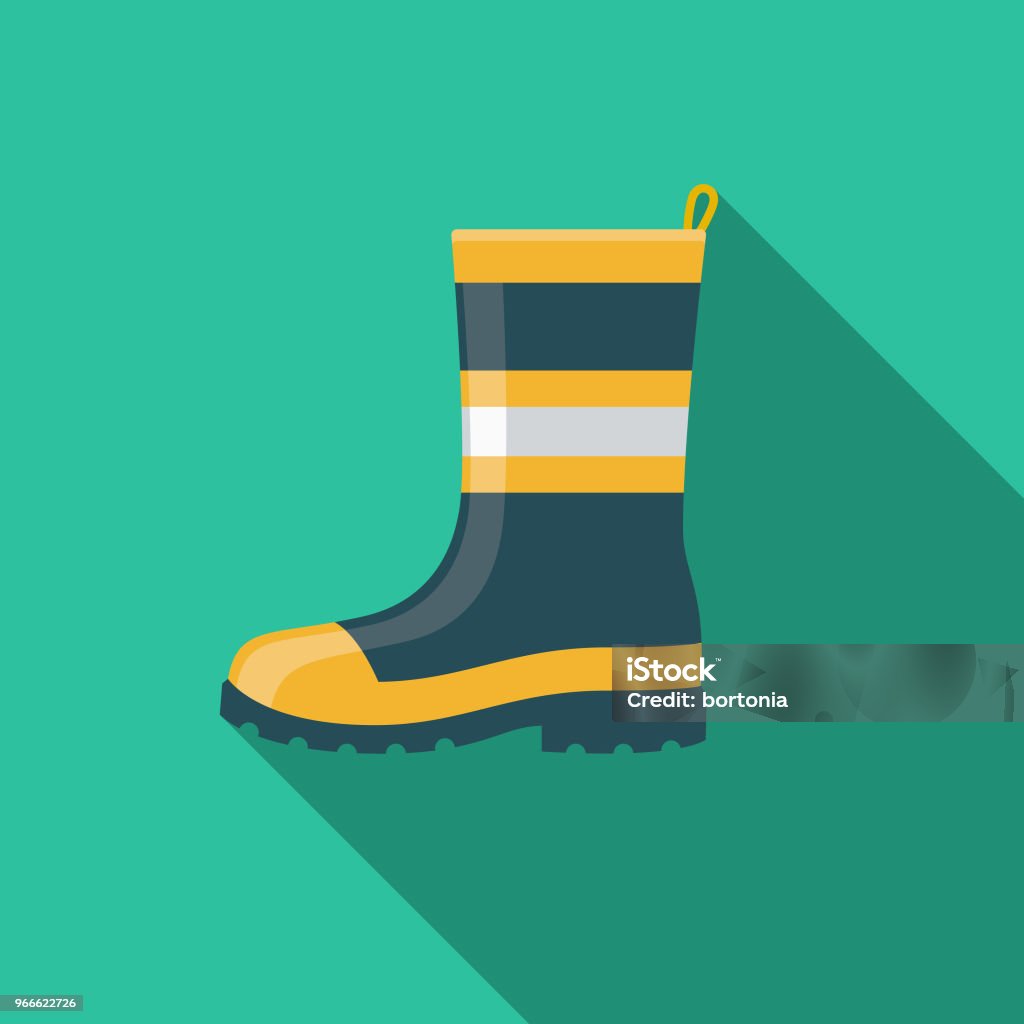 Safety Boot Flat Design Emergency Services Icon A flat design styled emergency services icon with a long side shadow. Color swatches are global so it’s easy to edit and change the colors. Boot stock vector