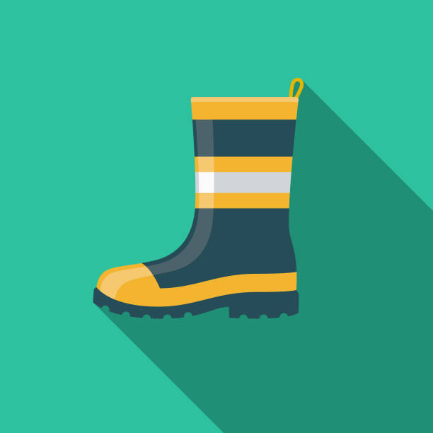 Safety Boot Flat Design Emergency Services Icon A flat design styled emergency services icon with a long side shadow. Color swatches are global so it’s easy to edit and change the colors. officer boots stock illustrations