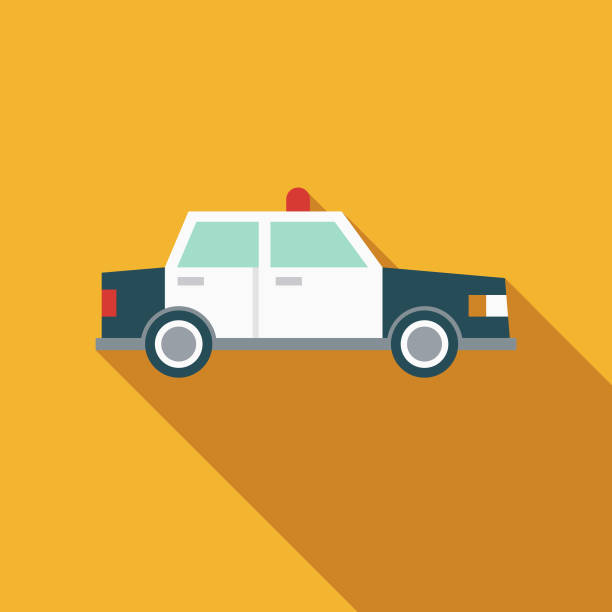 полицейский автомобиль плоский дизайн аварийно-спасательных служб значок - полицейская машина stock illustrations