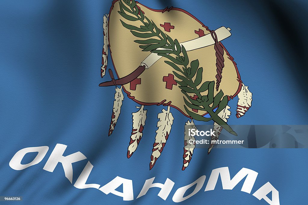Considerada Oklahoma bandeira - Foto de stock de Bandeira do estado de Oklahoma royalty-free