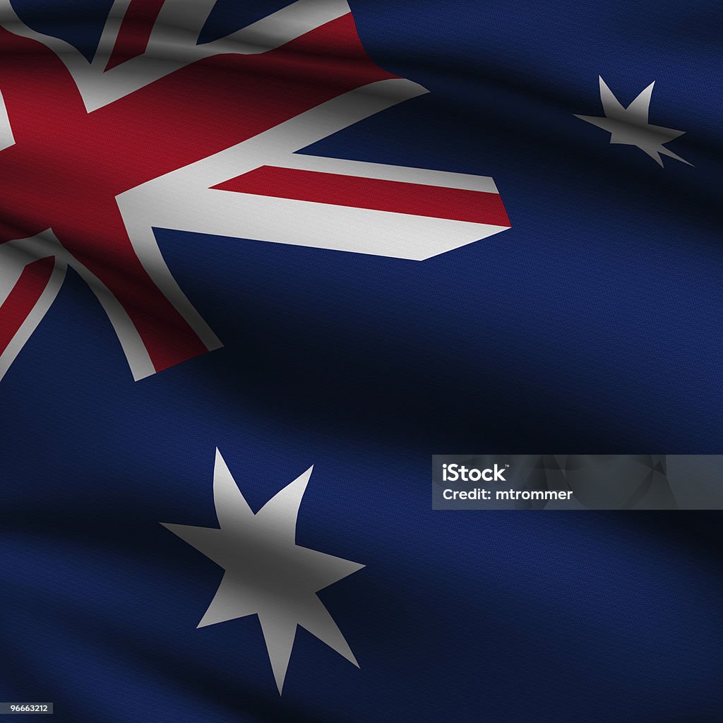 Rendered Australian Square Flag Rendering of a waving flag of Australia with accurate colors and design and a fabric texture in a square format. Australia Stock Photo