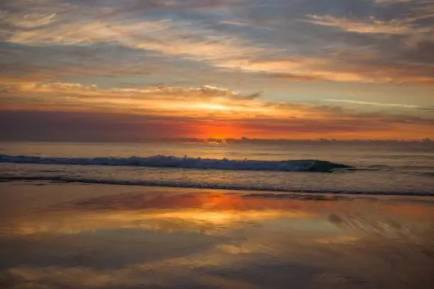Sunrise on Surfers Paradise beach, Australia.