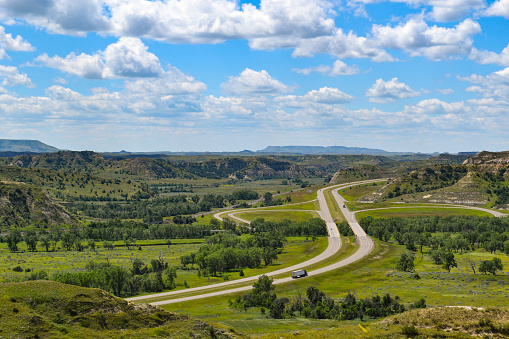 I-94 crossing the South Unit of Theodore Roosevelt National Park in the North Dakota Badlands