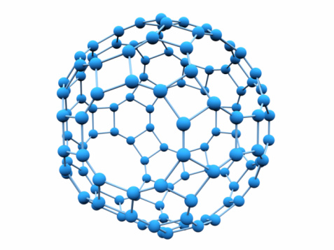 3D blue molecule over white background