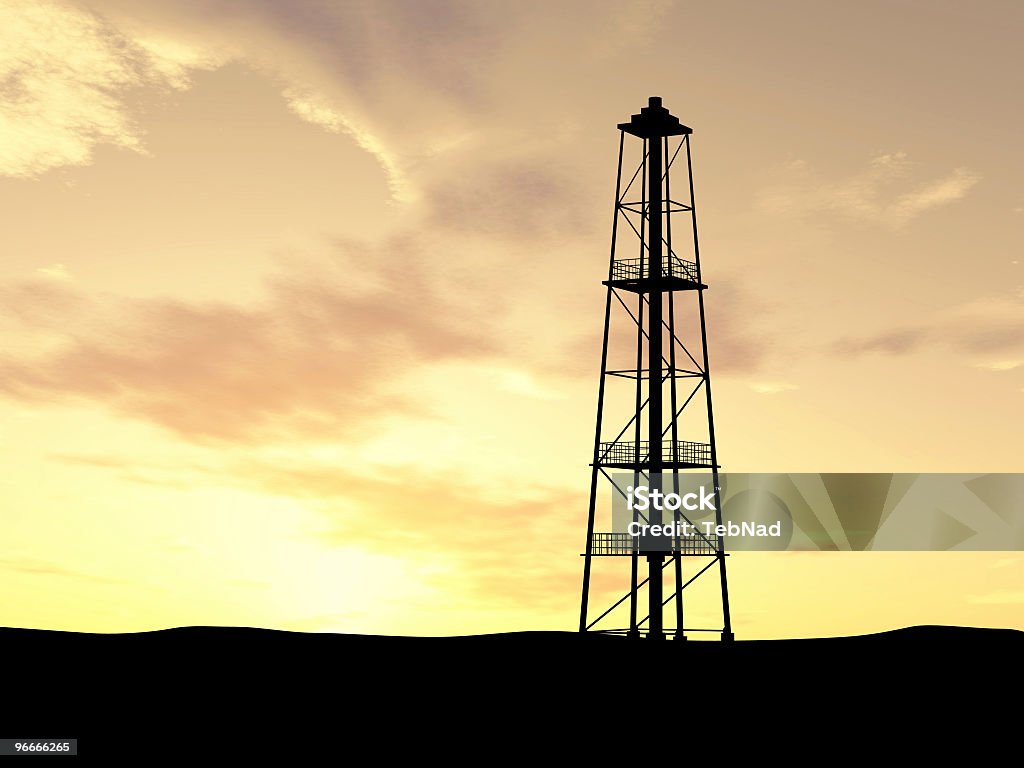 Piattaforma petrolifera sagoma - Foto stock royalty-free di Attrezzatura