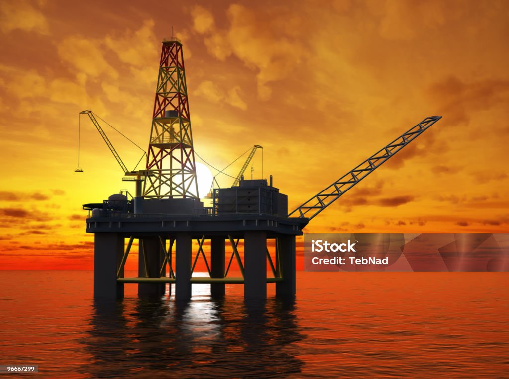 Plataforma de petróleo en el mar. - Foto de stock de Plataforma petrolífera libre de derechos