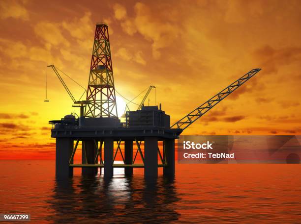 Plataforma De Petróleo En El Mar Foto de stock y más banco de imágenes de Plataforma petrolífera - Plataforma petrolífera, Torre perforadora, Gas natural
