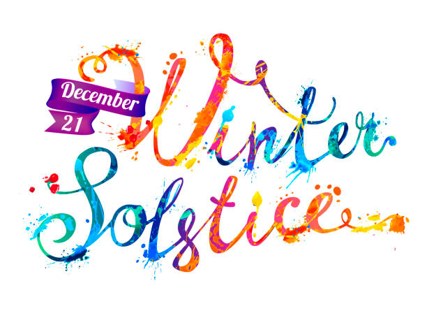 Winter solstice. December 21. Splash paint Winter solstice. December 21. Vector watercolor splash paint winter solstice stock illustrations