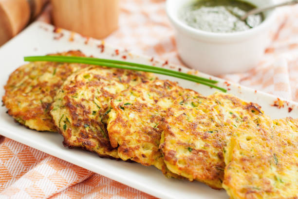 istock Zucchini patties with herbs and pesto 966674314