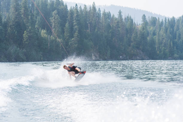 istock Male wakeboarder on lake 966679838