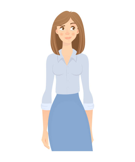 ilustrações de stock, clip art, desenhos animados e ícones de business woman isolated. business pose and gesture. young businesswoman vector illustration - disaffection