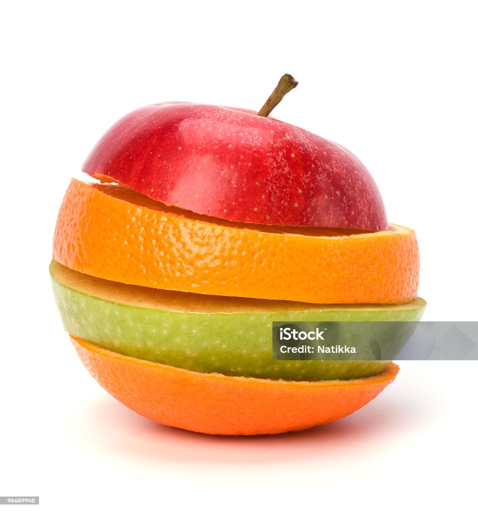 Vermelho, laranja e verde fatias de fruta empilhados - Royalty-free Alimentação Saudável Foto de stock