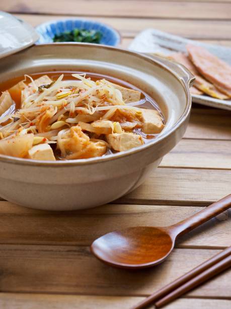 istock Korean food Bean sprouts kimchi soup 966702560