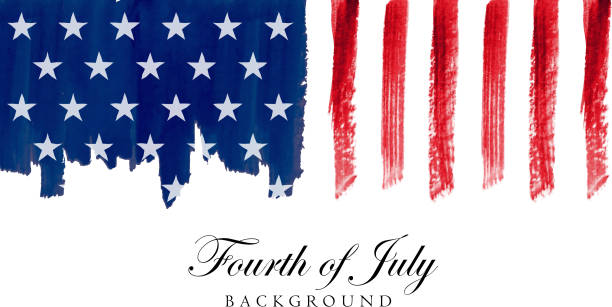 flagge malen - american flag fourth of july watercolor painting painted image stock-grafiken, -clipart, -cartoons und -symbole