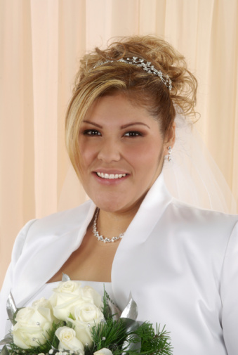 A closeup of a beautiful bouquet of white roses for a wedding