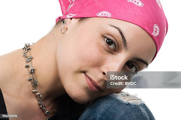 Woman Wearing Jewelry And A Pink Bandana On Her Head Stock Photo - Download Image Now