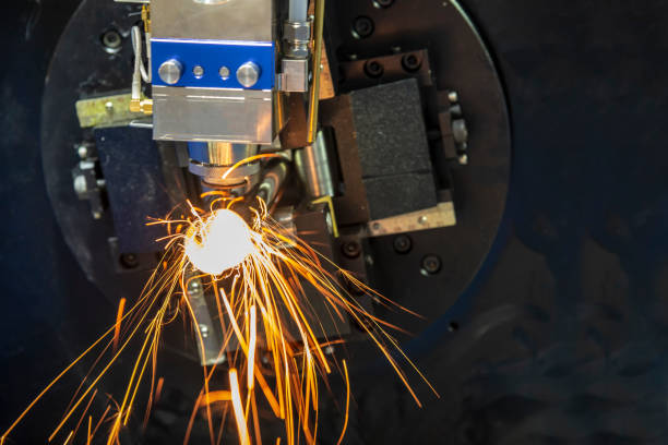 istock The CNC laser cutting machine make the hole 966722248
