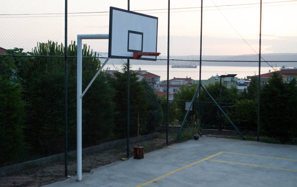 istock Basketball court with a sea view 966722500