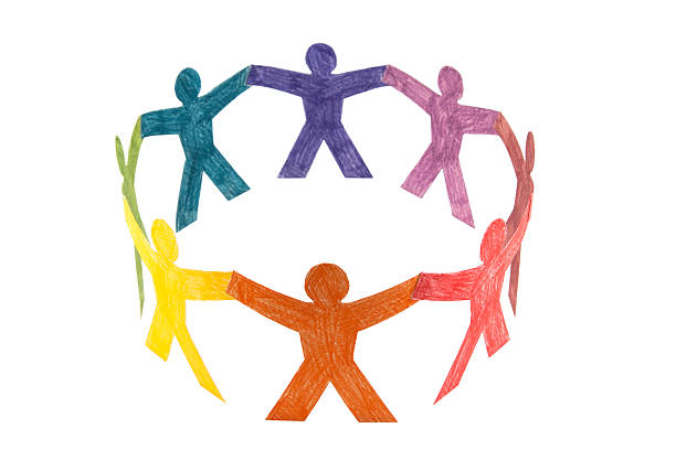 istock Circle of colourful people with clipping path 96676320