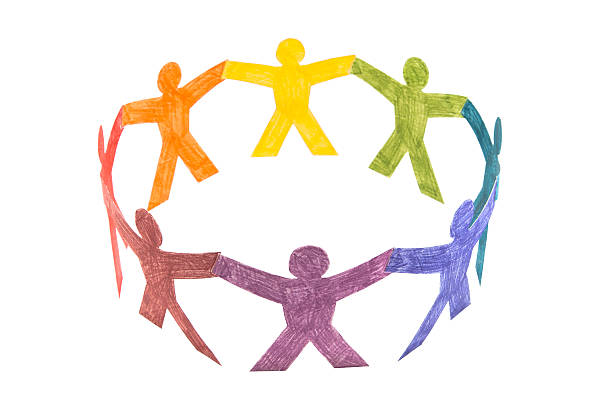 istock Circle of colourful people with clipping path 96676327