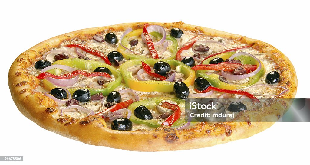 Pizza aislado - Foto de stock de Aceituna libre de derechos