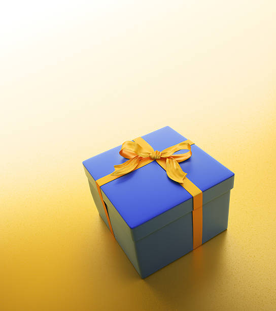 istock Blue gift with a golden ribbon 96678679