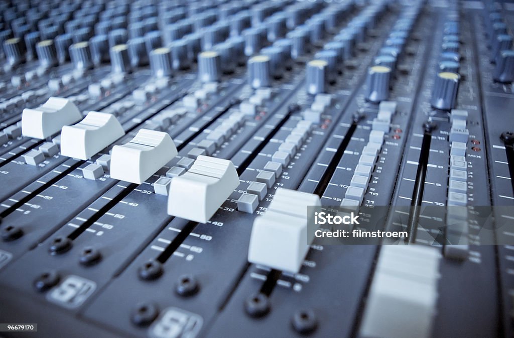 Audio Mixing Board Sliders  Adjusting Stock Photo