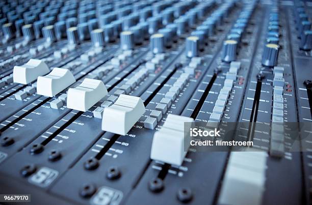 Audio Mixing Board Sliders Stock Photo - Download Image Now - Adjusting, Audio Equipment, Boarding